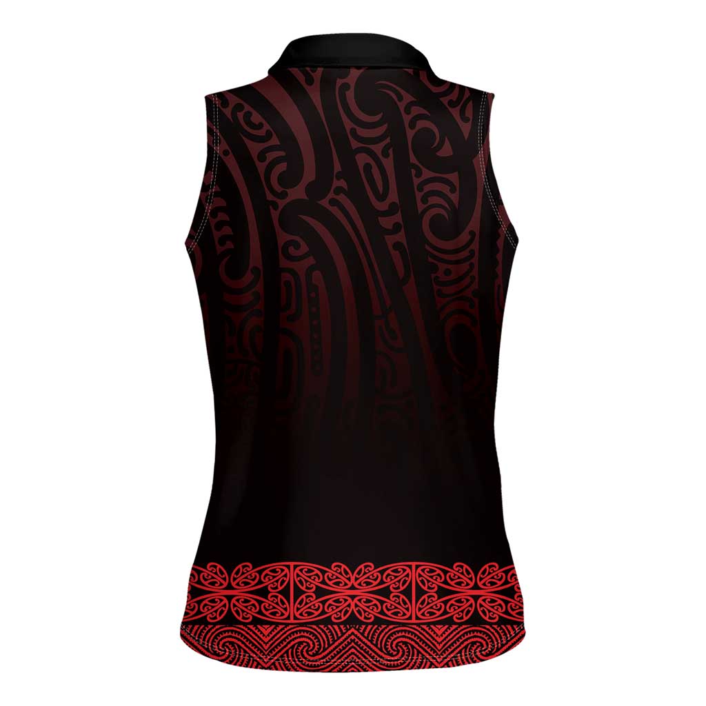 New Zealand Maori Kowhaiwhai Women Sleeveless Polo Shirt Whero Maui and Mangopare