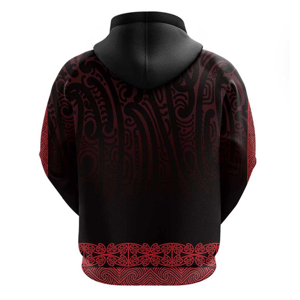 New Zealand Maori Kowhaiwhai Zip Hoodie Whero Maui and Mangopare