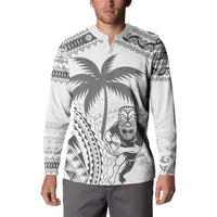 Custom Fiji Black Fern Button Sweatshirt Maori Warroir with Fijian Masi Pattern