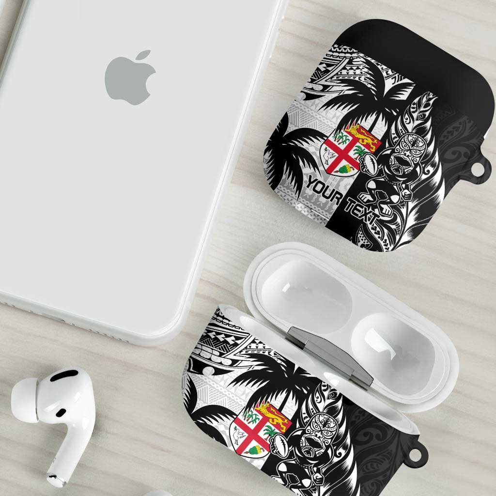 Fiji New Zealand Rugby Personalised AirPods Case Maori and Tapa Pattern - Polynesian Pride