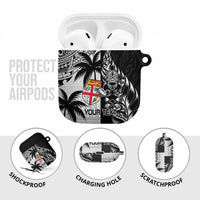 Fiji New Zealand Rugby Personalised AirPods Case Maori and Tapa Pattern - Polynesian Pride