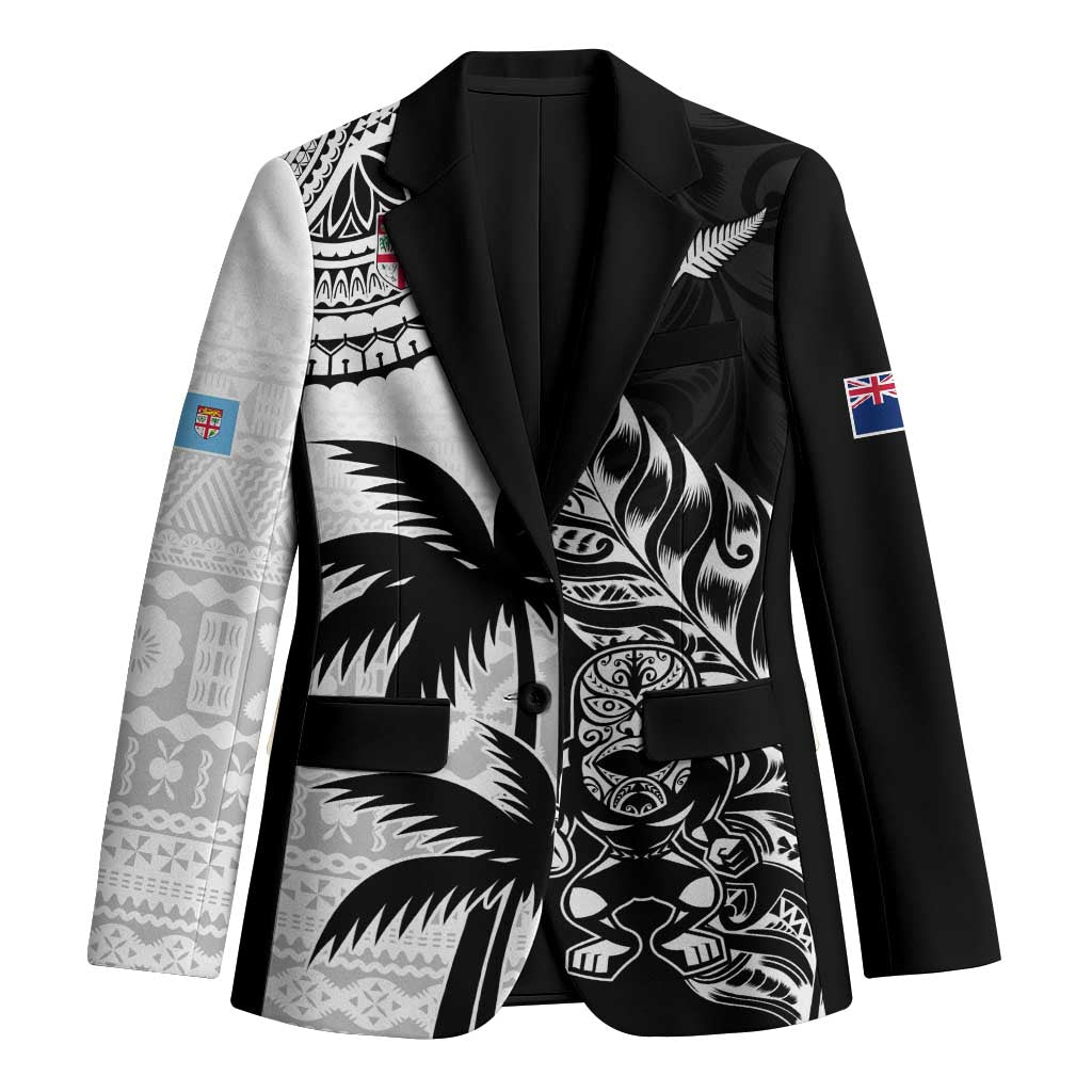Fiji New Zealand Rugby Personalised Blazer Maori and Tapa Pattern - Polynesian Pride