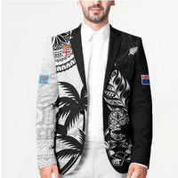 Fiji New Zealand Rugby Personalised Blazer Maori and Tapa Pattern - Polynesian Pride