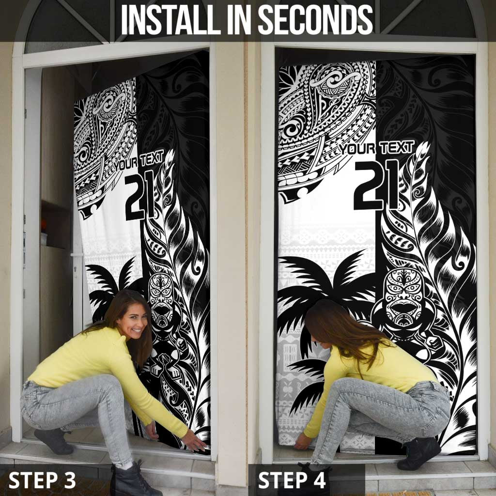 Fiji New Zealand Rugby Personalised Door Cover Maori and Tapa Pattern - Polynesian Pride