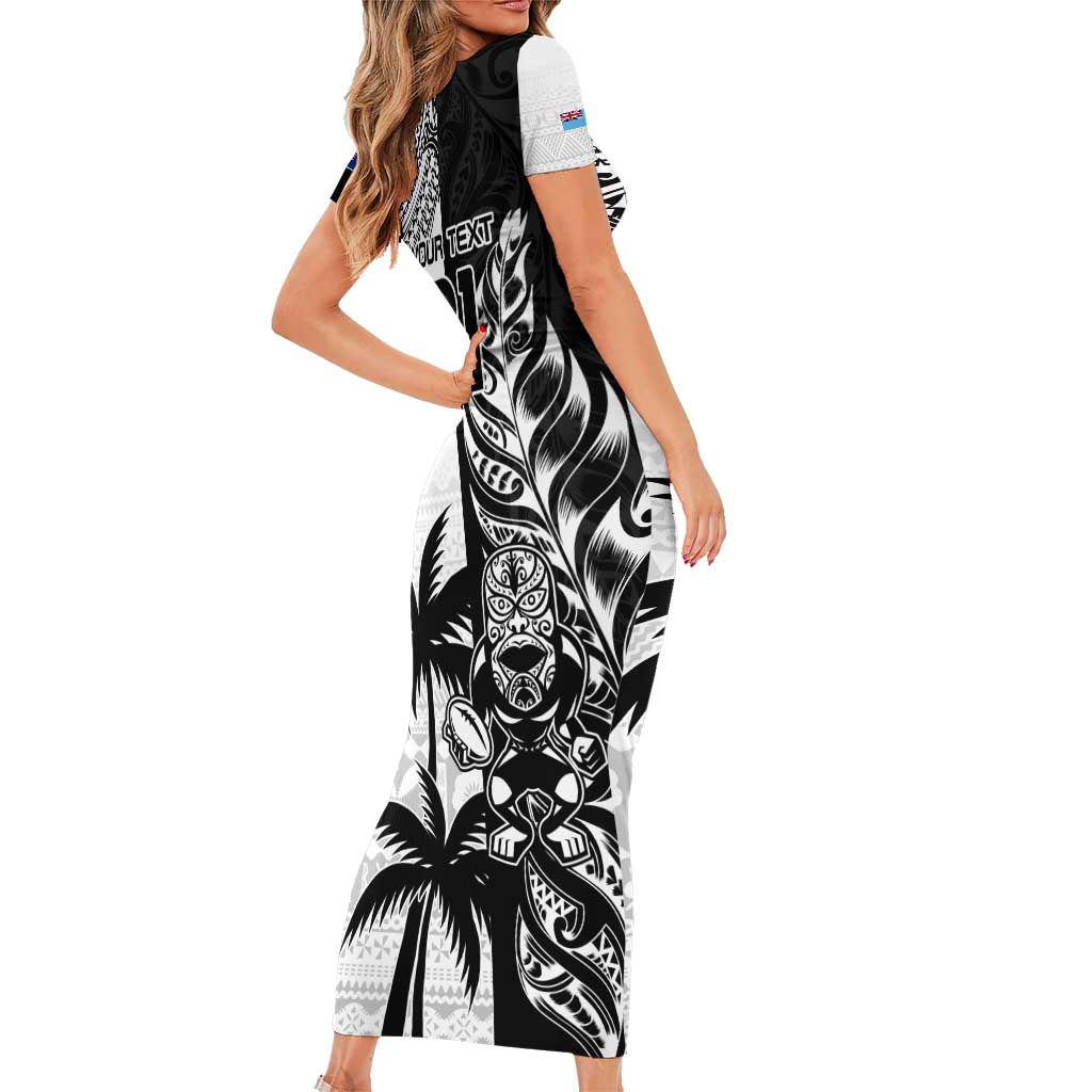 Custom Fiji New Zealand Family Matching Short Sleeve Bodycon Dress and Hawaiian Shirt Maori mix Tapa Pattern Version