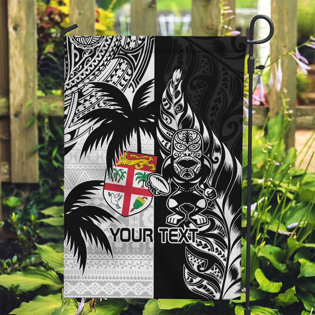 Custom Fiji New Zealand Garden Flag Maori mix Tapa Pattern Version