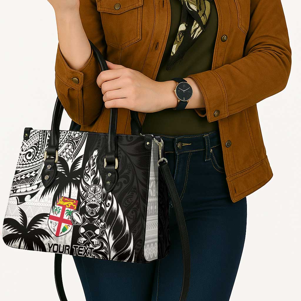 Fiji New Zealand Rugby Personalised Leather Bag Maori and Tapa Pattern - Polynesian Pride