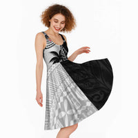 Fiji New Zealand Rugby Personalised Midi Dress Maori and Tapa Pattern - Polynesian Pride