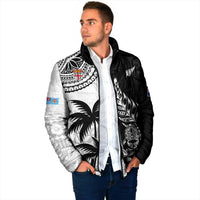 Fiji New Zealand Rugby Personalised Padded Jacket Maori and Tapa Pattern - Polynesian Pride