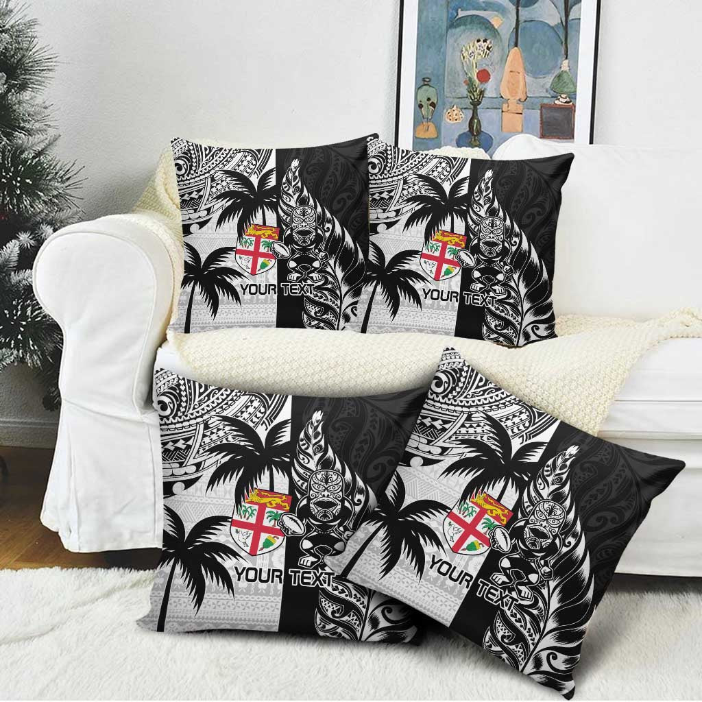 Fiji New Zealand Rugby Personalised Pillow Cover Maori and Tapa Pattern - Polynesian Pride