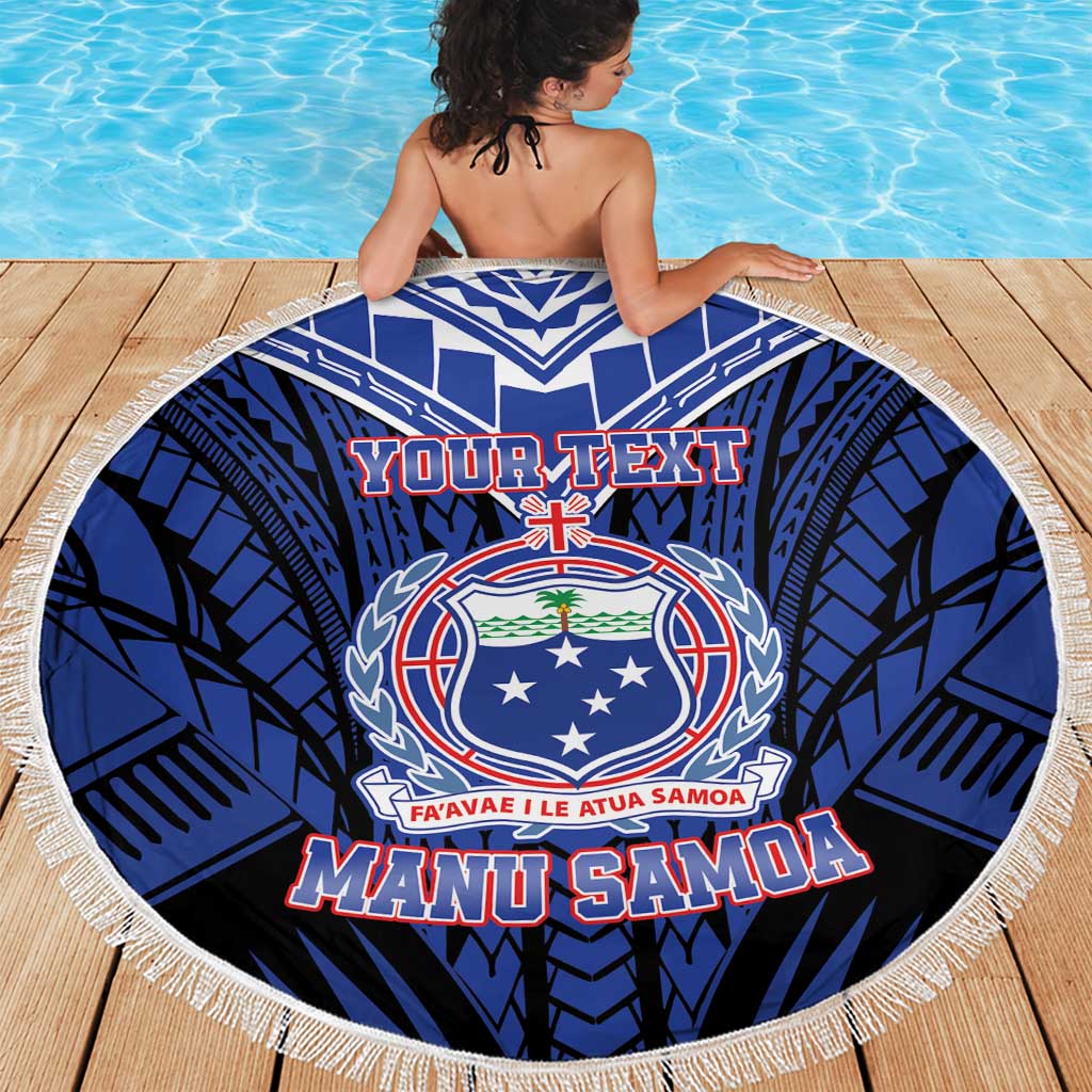 Custom Manu Samoa Sevens Rugby Beach Blanket Samoan Tribal Tattoo LT9 - Polynesian Pride
