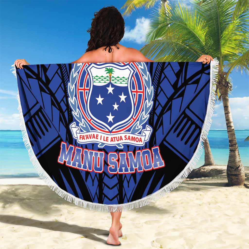Custom Manu Samoa Sevens Rugby Beach Blanket Samoan Tribal Tattoo LT9 - Polynesian Pride
