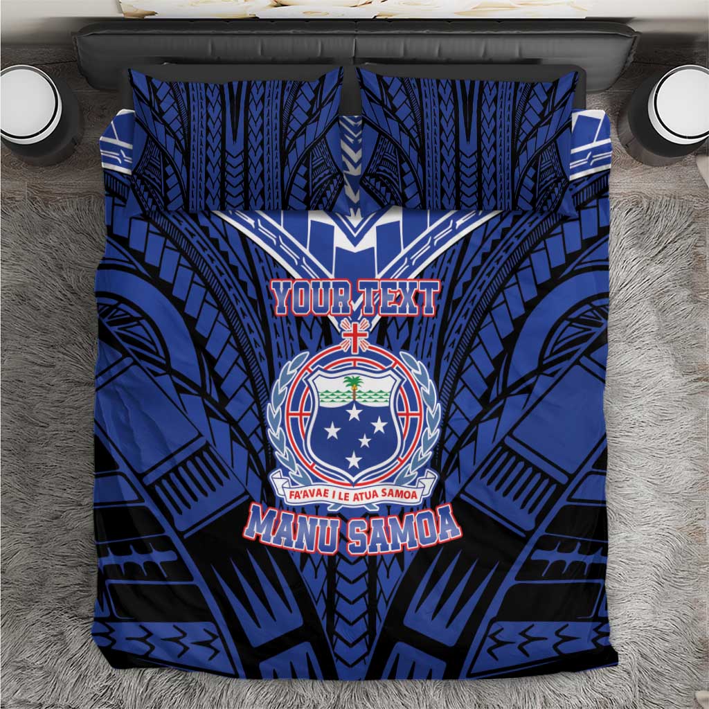 Custom Manu Samoa Sevens Rugby Bedding Set Samoan Tribal Tattoo