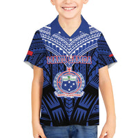 Custom Manu Samoa Sevens Rugby Family Matching Short Sleeve Bodycon Dress and Hawaiian Shirt Samoan Tribal Tattoo