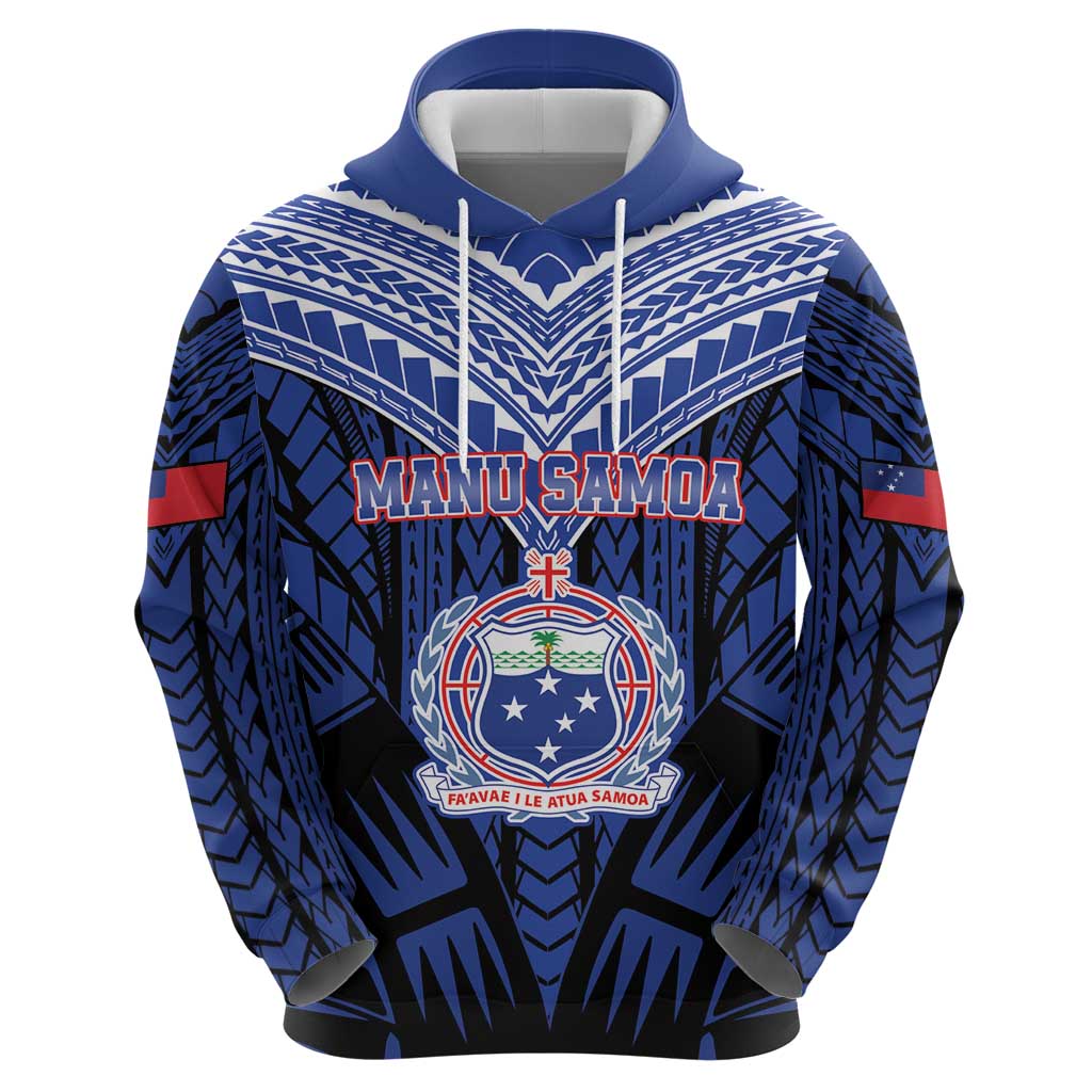 Custom Manu Samoa Sevens Rugby Hoodie Samoan Tribal Tattoo