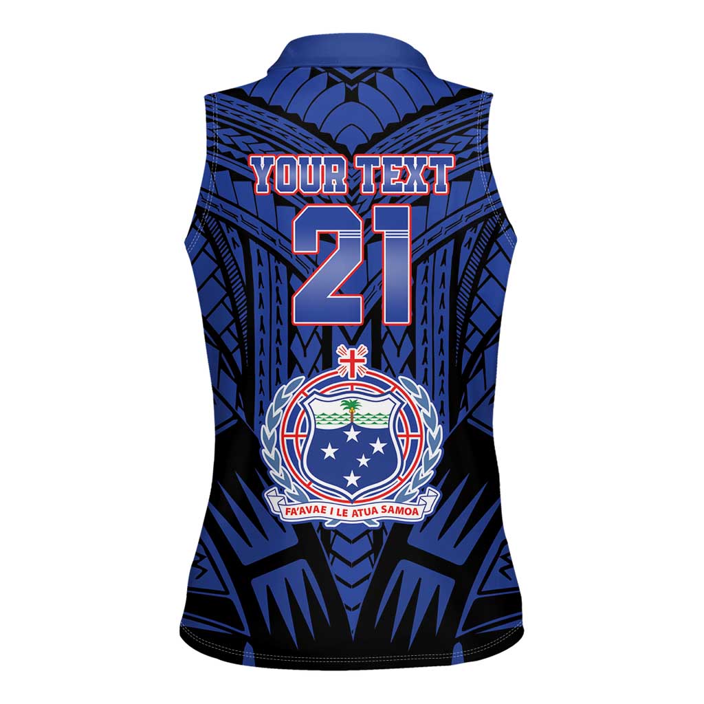 Custom Manu Samoa Sevens Rugby Women Sleeveless Polo Shirt Samoan Tribal Tattoo LT9 - Polynesian Pride