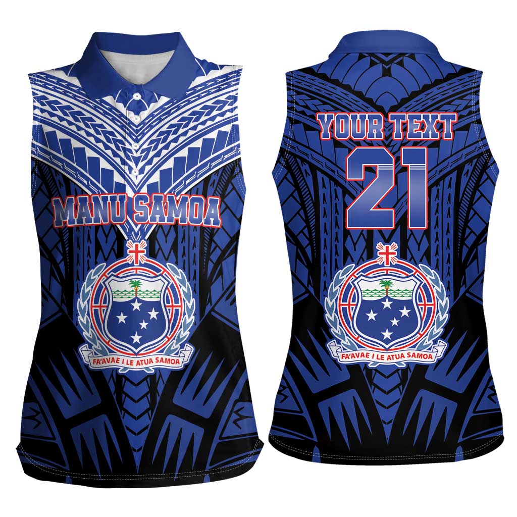 Custom Manu Samoa Sevens Rugby Women Sleeveless Polo Shirt Samoan Tribal Tattoo LT9 - Polynesian Pride