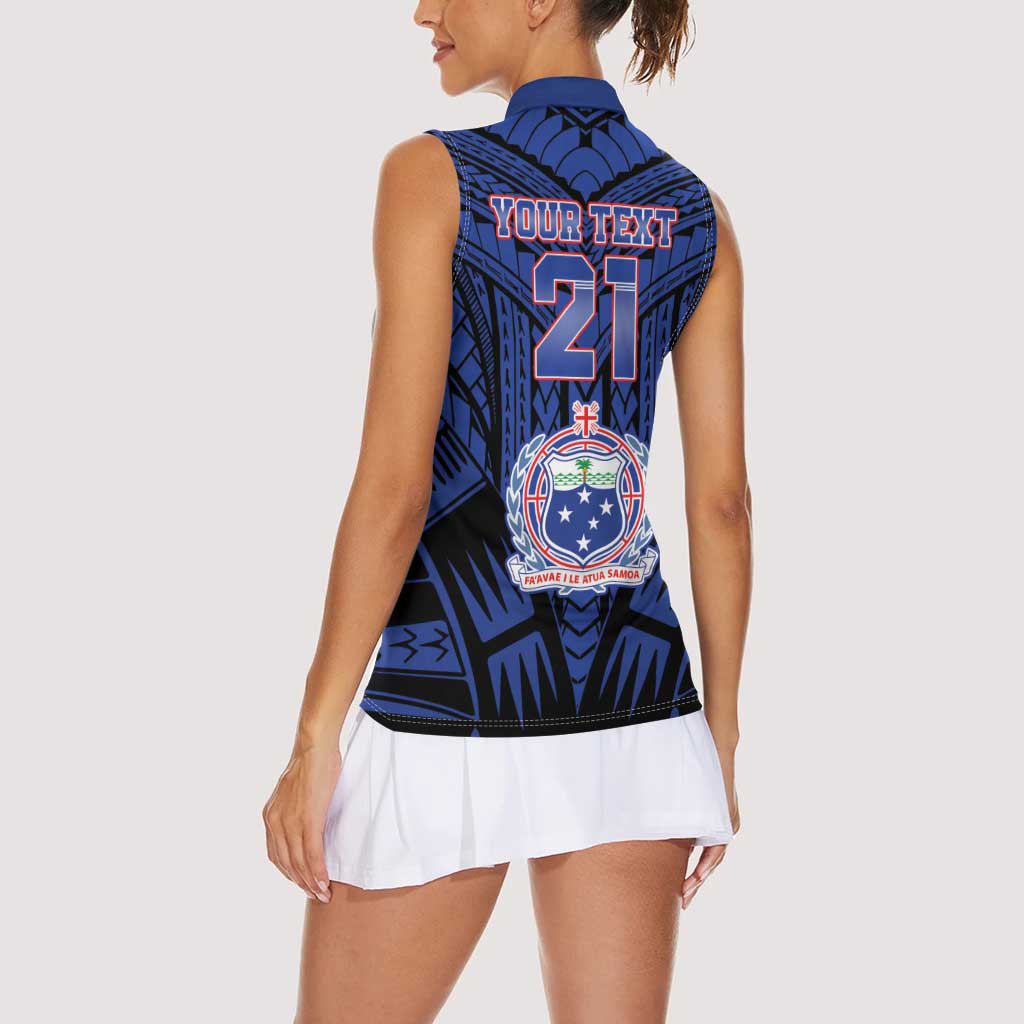 Custom Manu Samoa Sevens Rugby Women Sleeveless Polo Shirt Samoan Tribal Tattoo LT9 - Polynesian Pride
