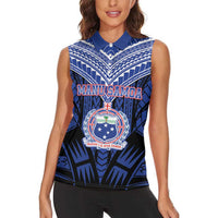 Custom Manu Samoa Sevens Rugby Women Sleeveless Polo Shirt Samoan Tribal Tattoo LT9 - Polynesian Pride