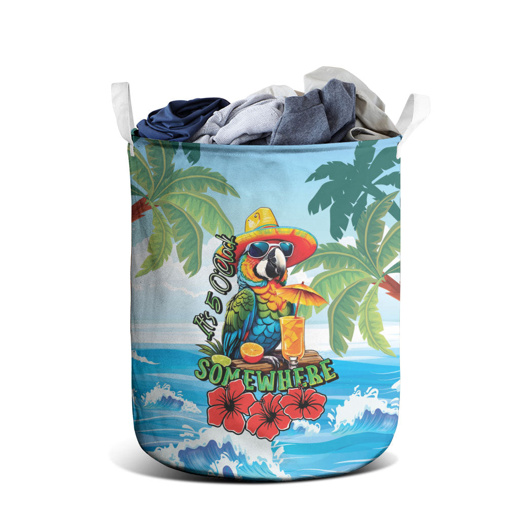 Funny Parrot Margarita Five O'clock Somewhere Laundry Basket LT9 - Polynesian Pride