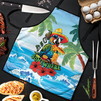 Funny Parrot Margarita Five O'clock Somewhere Apron LT9 Blue - Polynesian Pride