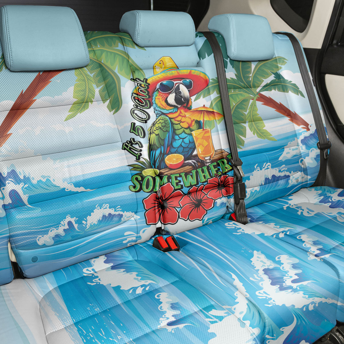 Funny Parrot Margarita Five O'clock Somewhere Back Car Seat Cover LT9 - Polynesian Pride