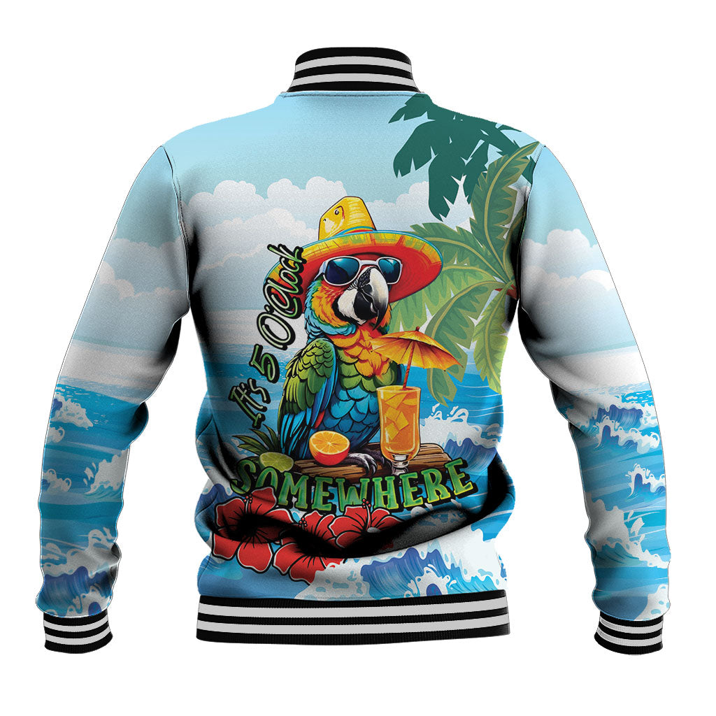 Funny Parrot Margarita Five O'clock Somewhere Baseball Jacket LT9 - Polynesian Pride