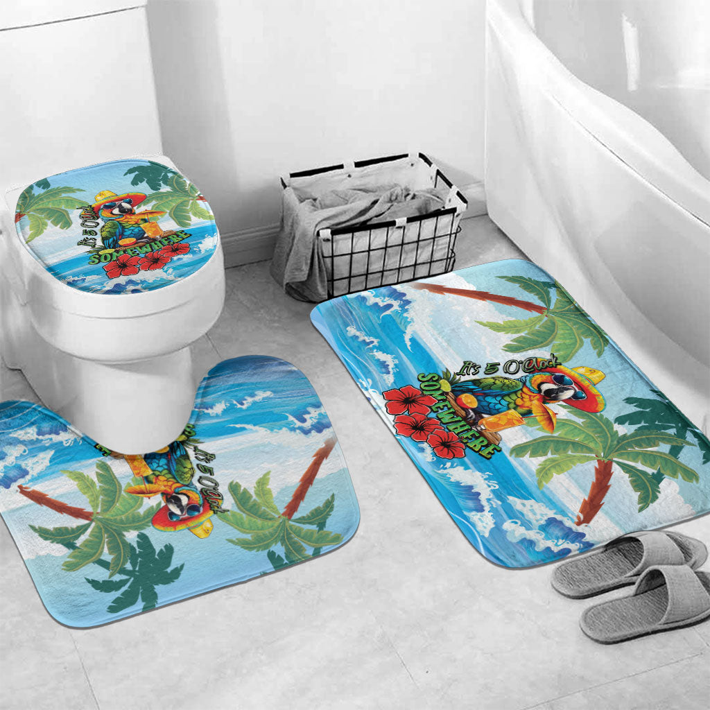Funny Parrot Margarita Five O'clock Somewhere Bathroom Set LT9 Mat Set Only (3 pcs) One Size Blue - Polynesian Pride