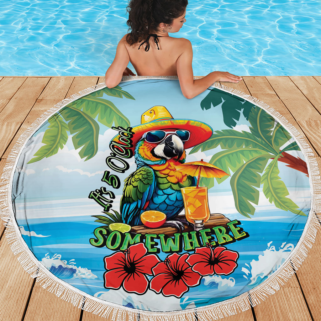Funny Parrot Margarita Five O'clock Somewhere Beach Blanket LT9 - Polynesian Pride