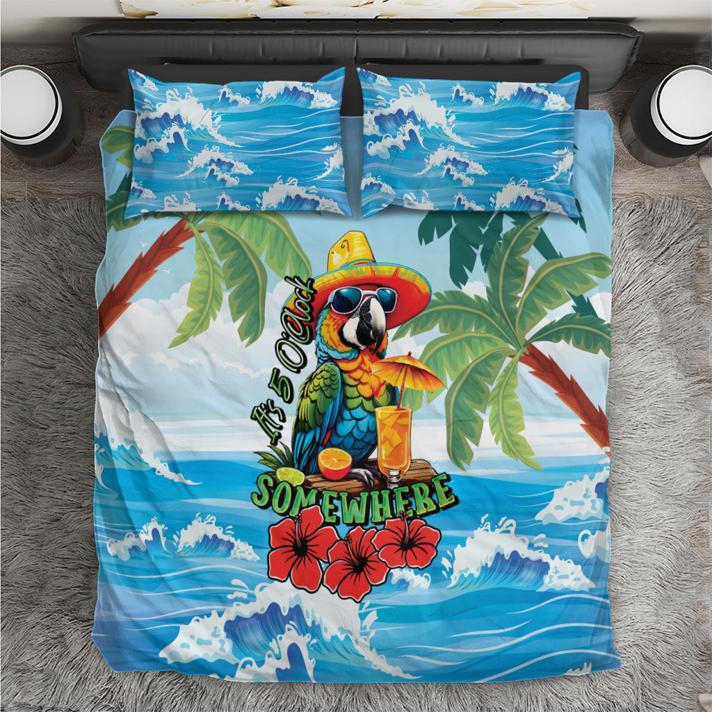 Funny Parrot Margarita Five O'clock Somewhere Bedding Set LT9 Blue - Polynesian Pride