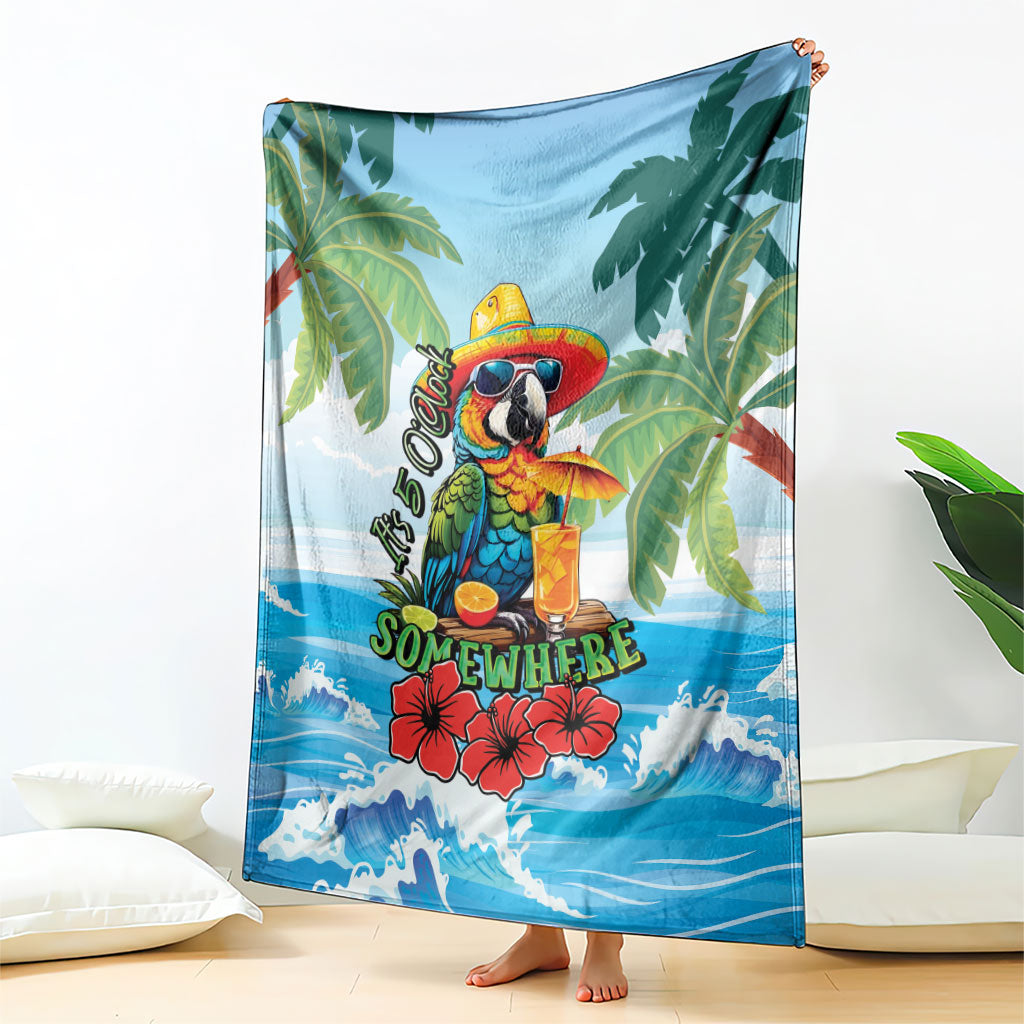 Funny Parrot Margarita Five O'clock Somewhere Blanket LT9 - Polynesian Pride