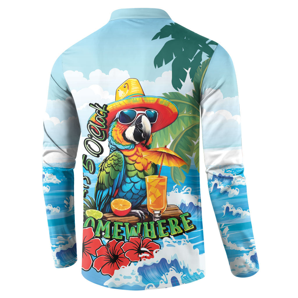 Funny Parrot Margarita Five O'clock Somewhere Button Sweatshirt LT9 - Polynesian Pride