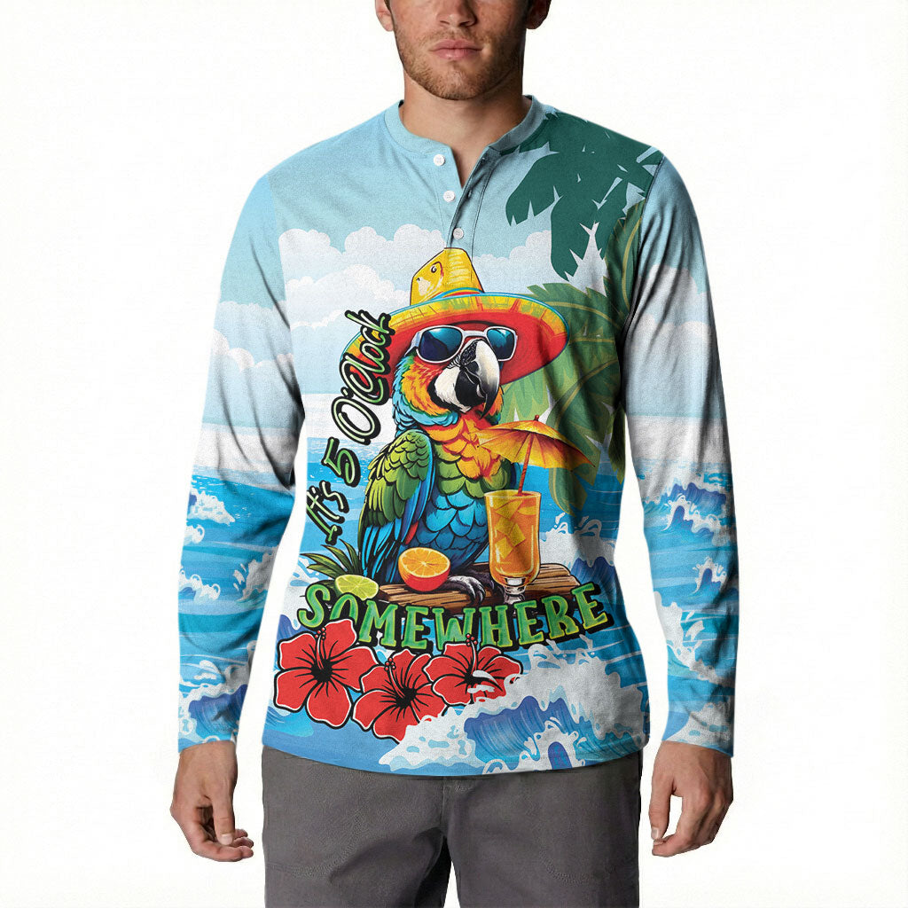 Funny Parrot Margarita Five O'clock Somewhere Button Sweatshirt LT9 - Polynesian Pride