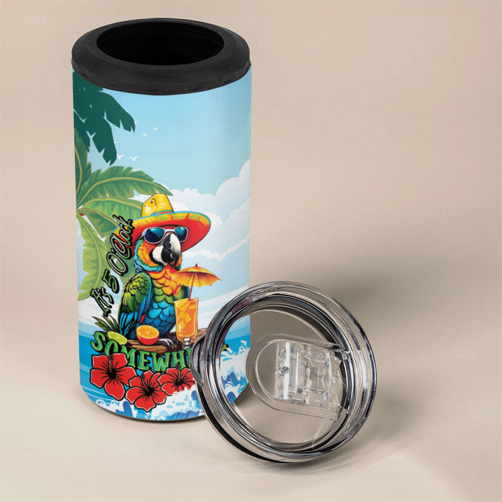 Funny Parrot Margarita Five O'clock Somewhere 4 in 1 Can Cooler Tumbler LT9 - Polynesian Pride