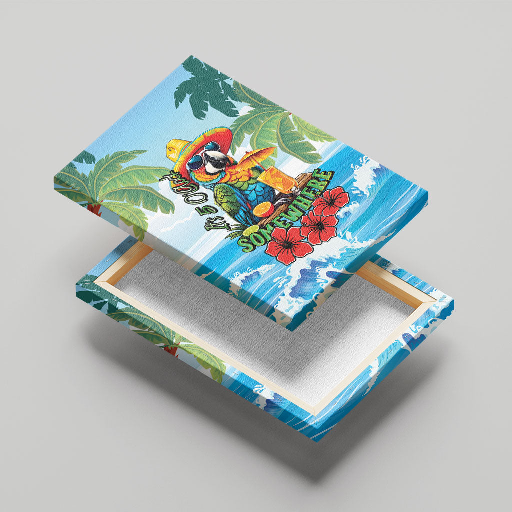 Funny Parrot Margarita Five O'clock Somewhere Canvas Wall Art LT9 - Polynesian Pride