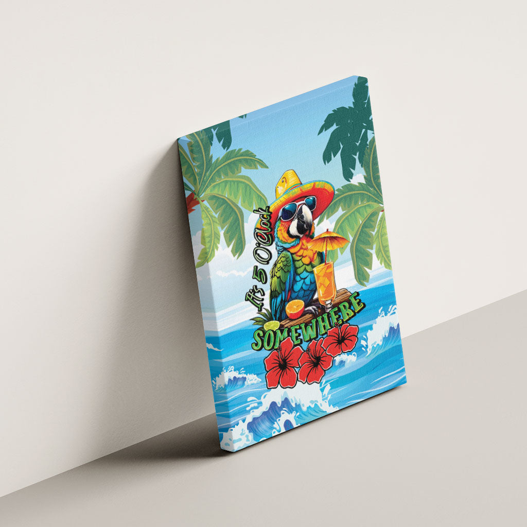 Funny Parrot Margarita Five O'clock Somewhere Canvas Wall Art LT9 - Polynesian Pride