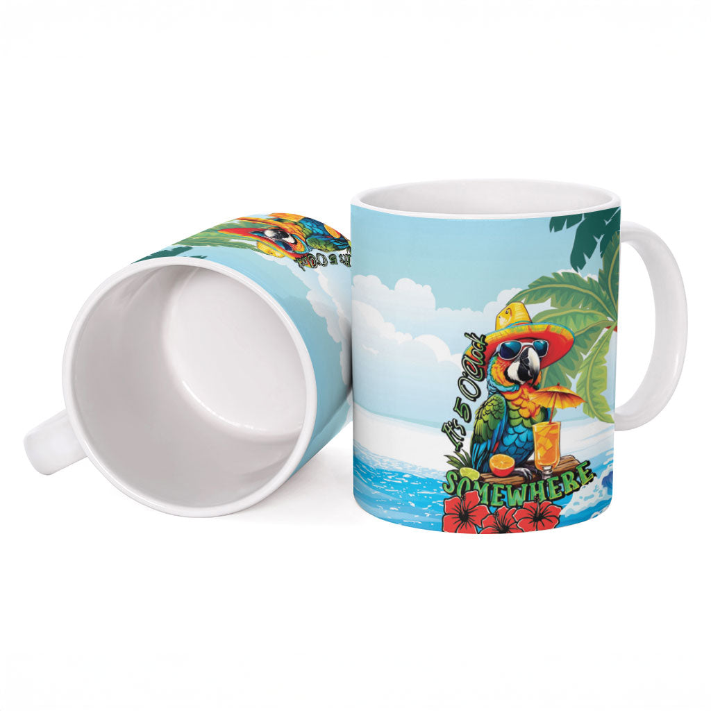 Funny Parrot Margarita Five O'clock Somewhere Ceramic Mug LT9 - Polynesian Pride