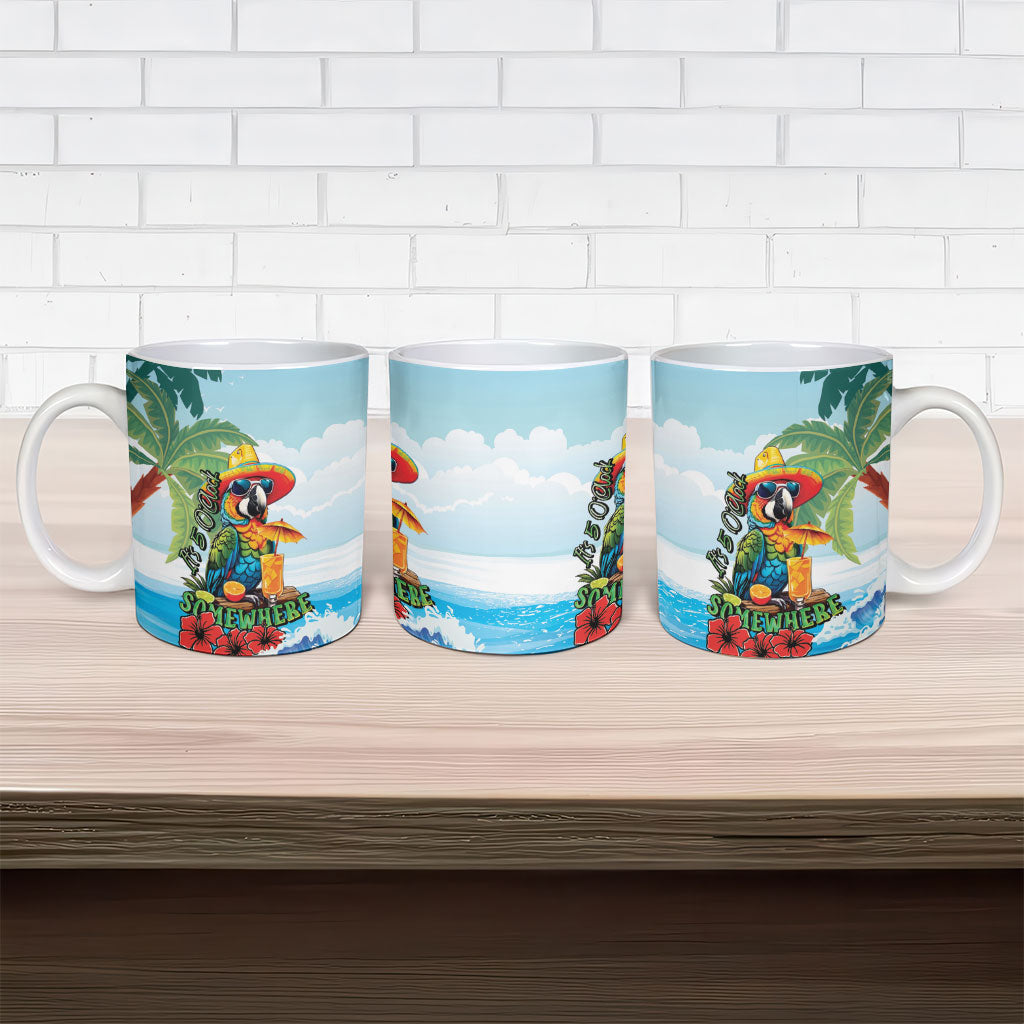 Funny Parrot Margarita Five O'clock Somewhere Ceramic Mug LT9 - Polynesian Pride