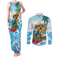 Funny Parrot Margarita Five O'clock Somewhere Couples Matching Tank Maxi Dress and Long Sleeve Button Shirt LT9 Blue - Polynesian Pride