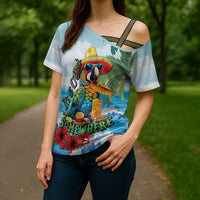Funny Parrot Margarita Five O'clock Somewhere Cross Shoulder Shirt LT9 - Polynesian Pride