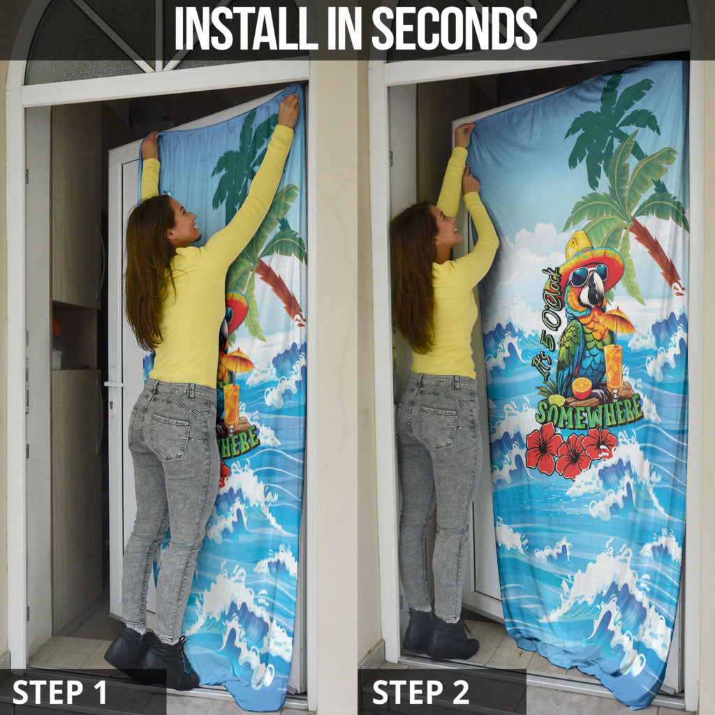 Funny Parrot Margarita Five O'clock Somewhere Door Cover LT9 - Polynesian Pride