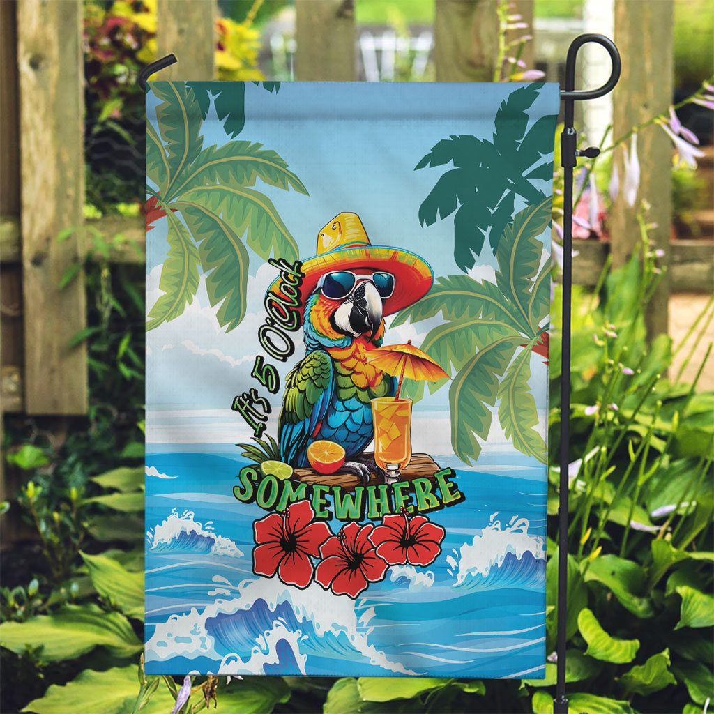 Funny Parrot Margarita Five O'clock Somewhere Garden Flag LT9 Garden Flag Blue - Polynesian Pride