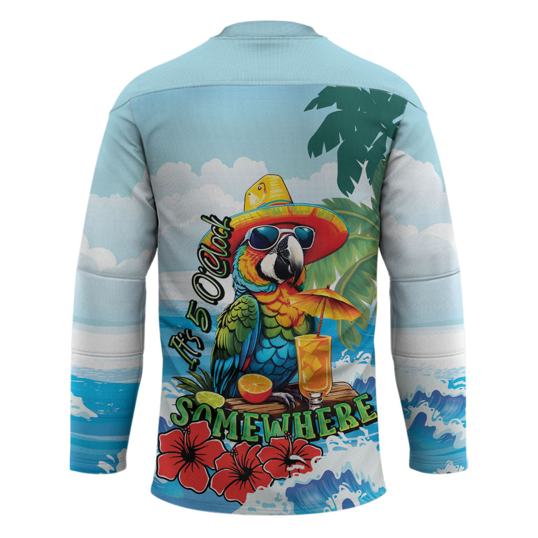 Funny Parrot Margarita Five O'clock Somewhere Hockey Jersey LT9 - Polynesian Pride