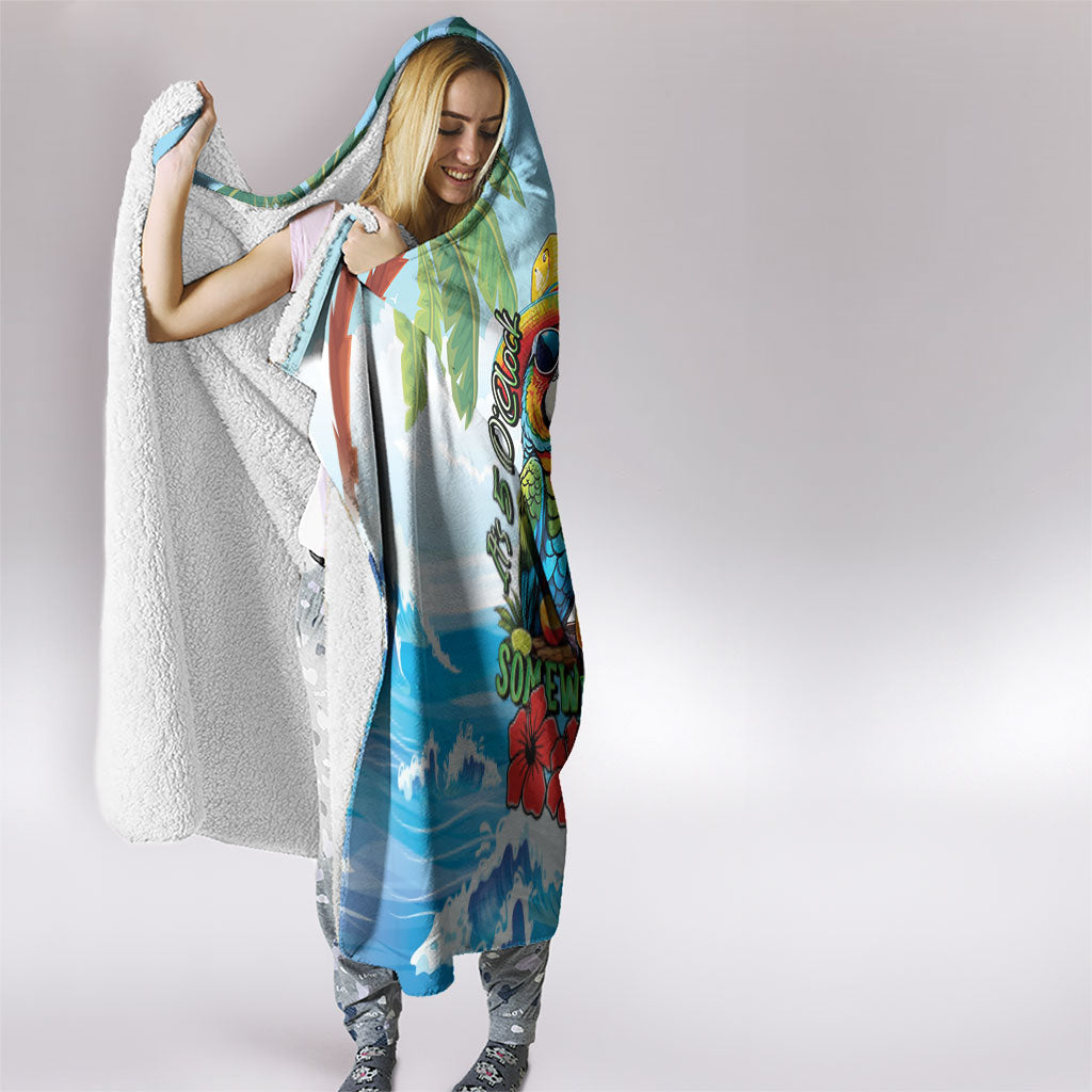 Funny Parrot Margarita Five O'clock Somewhere Hooded Blanket LT9 - Polynesian Pride