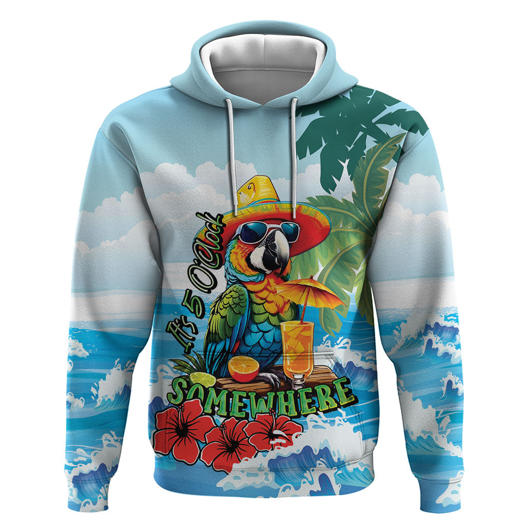 Funny Parrot Margarita Five O'clock Somewhere Hoodie LT9 Pullover Hoodie Blue - Polynesian Pride