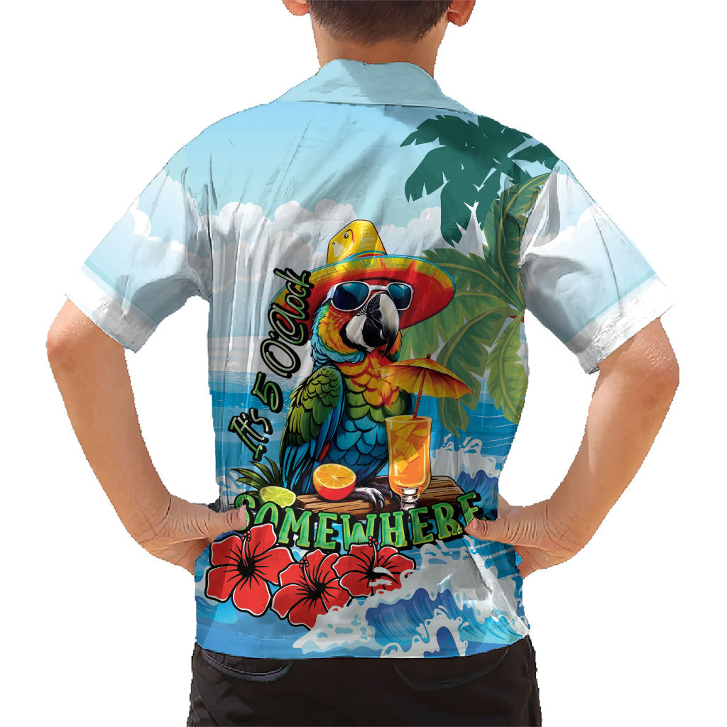 Funny Parrot Margarita Five O'clock Somewhere Kid Hawaiian Shirt LT9 - Polynesian Pride
