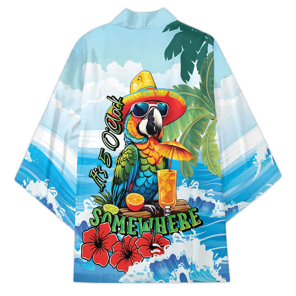 Funny Parrot Margarita Five O'clock Somewhere Kimono LT9 - Polynesian Pride