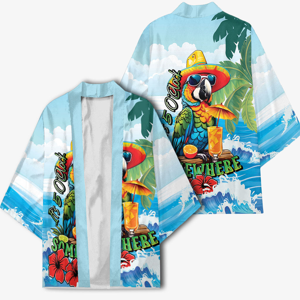 Funny Parrot Margarita Five O'clock Somewhere Kimono LT9 - Polynesian Pride