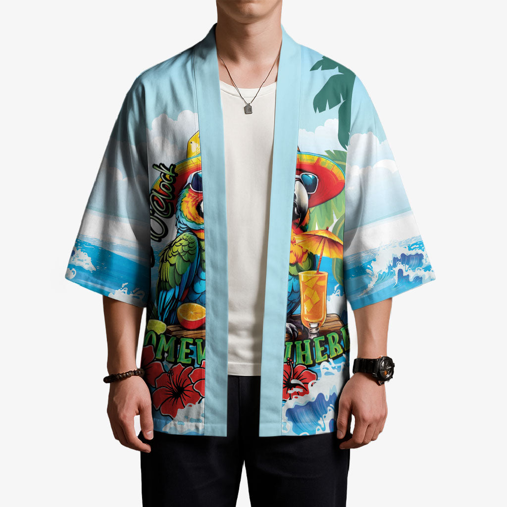 Funny Parrot Margarita Five O'clock Somewhere Kimono LT9 - Polynesian Pride