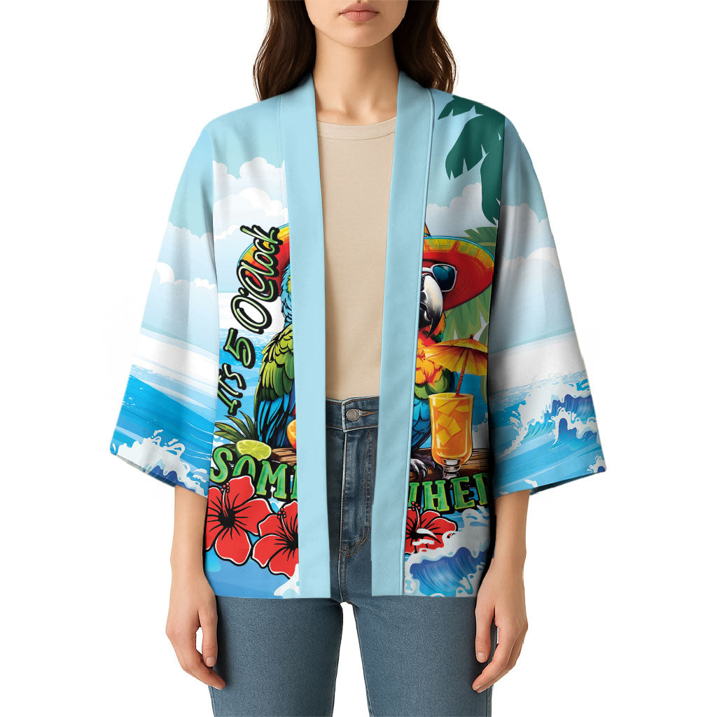 Funny Parrot Margarita Five O'clock Somewhere Kimono LT9 - Polynesian Pride